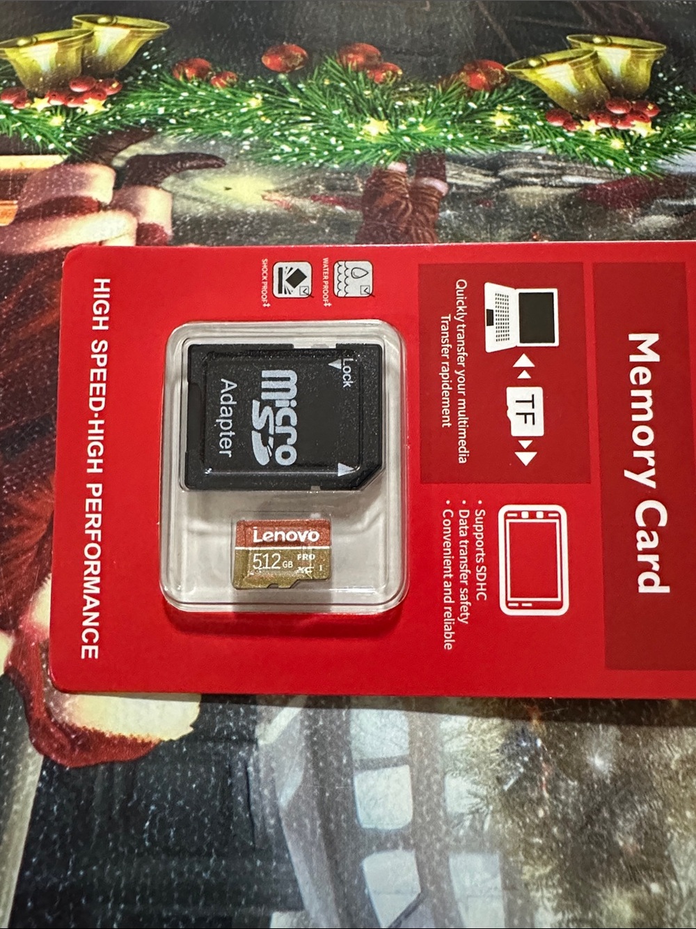 Lenovo Gold 512GB microSD Card with Black Adapter